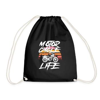 Motorcycle life in retro - Drawstring Bag - black - Front
