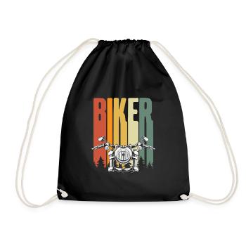 Bunte Biker Retro - Turnbeutel - Schwarz - Vorne
