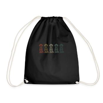 Cute Baby Meerkat Retro - Drawstring Bag - black - Front