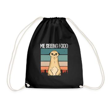 Erdmännchen Sieht Essen Retro - Turnbeutel - Schwarz - Vorne