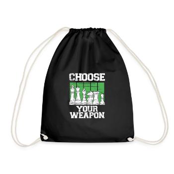 Chess pieces on green - Drawstring Bag - black - Front