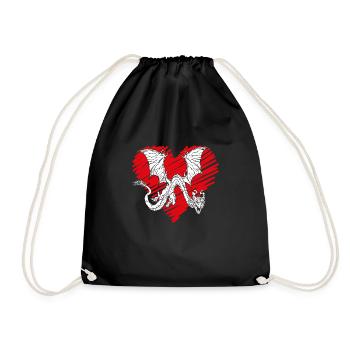 Sweet Dragon Heart - Drawstring Bag - black - Front