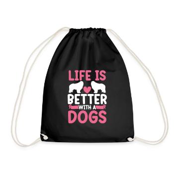 Life is better with dogs - Drawstring Bag - black - Front