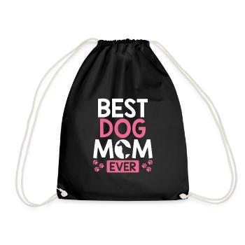 Best dog mom ever - Drawstring Bag - black - Front