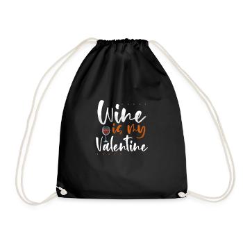 Red wine is my Valentine's Day - Drawstring Bag - black - Front