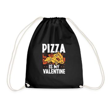 Pizza eating is my Valentine's Day - Drawstring Bag - black - Front