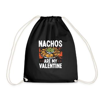 Nacho-eating Is My Valentine's Day - Drawstring Bag - black - Front
