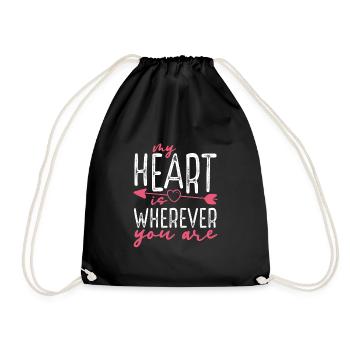 My heart is wherever you are - Drawstring Bag - black - Front