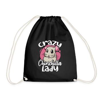 Crazy Chinchilla Lady - Drawstring Bag - black - Front