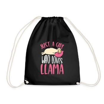 Only A Girl Who Loves Lamas - Drawstring Bag - black - Front