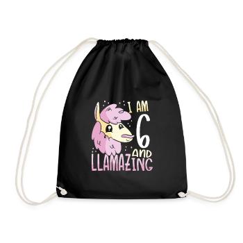 I Am A Six-Year-Old Lama - Drawstring Bag - black - Front
