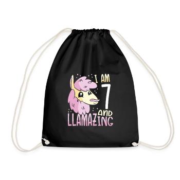 I Am A Seven-Year-Old Lama - Drawstring Bag - black - Front