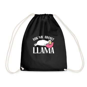 Ask me about Lama - Drawstring Bag - black - Front