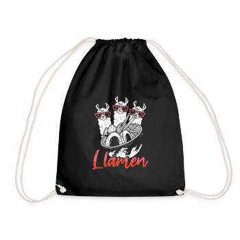 Eat llama ramen - Drawstring Bag - black - Front