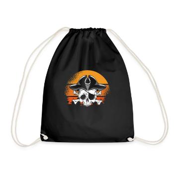 Crâne de Pirate Soleil rétro - Sac de sport léger - noir - Devant