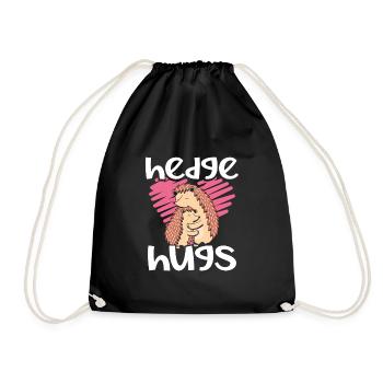 Hugs from a hedgehog - Drawstring Bag - black - Front