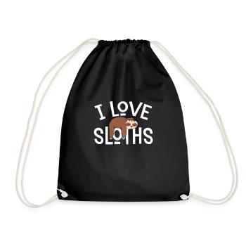 I love sloths - Drawstring Bag - black - Front