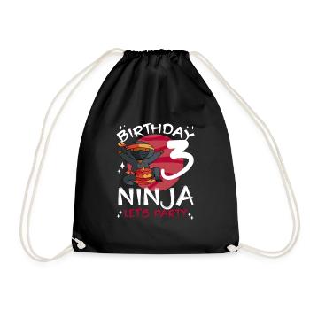 Cute Ninja for 3rd Birthday - Drawstring Bag - black - Front