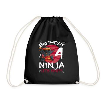 Ninja mignon pour le 4ème anniversaire - Sac de sport léger - noir - Devant