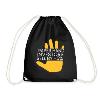 Paper hands sell by -5% - Drawstring Bag - black - Front