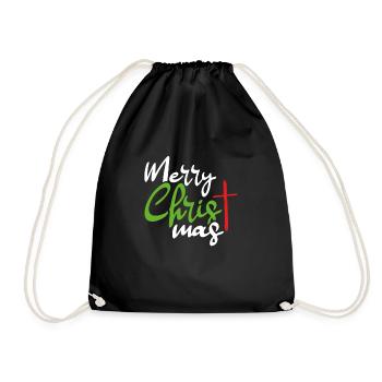 Frohe weihnachten kreuz - Turnbeutel - Schwarz - Vorne