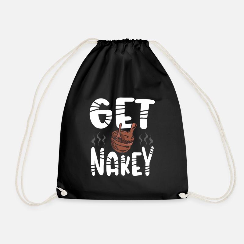 Get naked in the sauna - Drawstring Bag - black