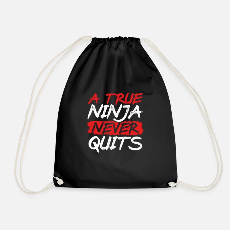 A True Ninja Never Gives Up - Drawstring Bag - black