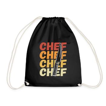 Retro Colorful Knife Of the Chef - Drawstring Bag - black - Front