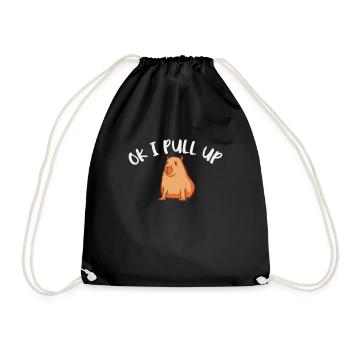 Ok, I'm looking up cool capybara proverb - - Drawstring Bag - black - Front