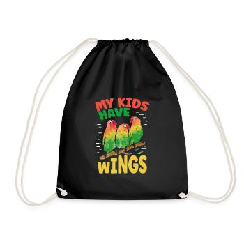 My children have wings - Drawstring Bag - black - Front