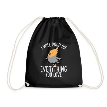 Parrot will poop on everything - Drawstring Bag - black - Front