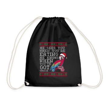 Christmas parrot - Drawstring Bag - black - Front
