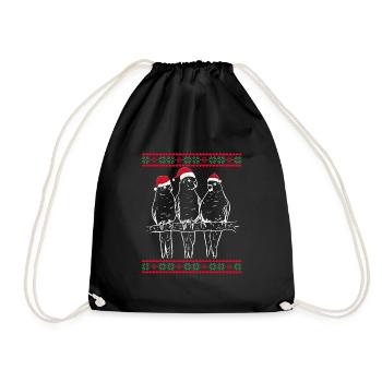 Parrots with Santa hats - Drawstring Bag - black - Front