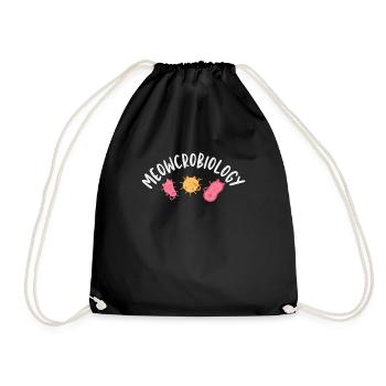 Meowcrobiology Microbiology Microbiologist Biology - Drawstring Bag - black - Front