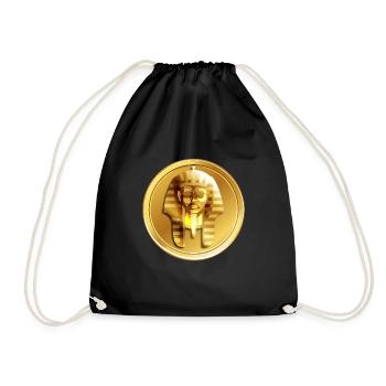 tutankhamun gold coin Design for a mummies lover - Drawstring Bag - black - Front