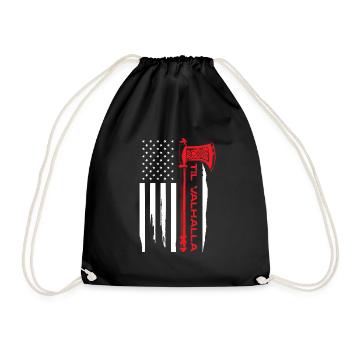 til valhalla axe usa flag Design for a viking - Drawstring Bag - black - Front