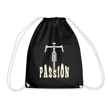 Fahrrad Bike Biker Passion Herren und Damen - Turnbeutel - Schwarz - Vorne