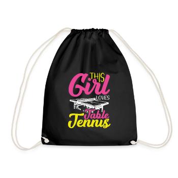 This girl loves table tennis - Drawstring Bag - black - Front