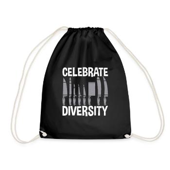 Celebrate Diversity Knife Collector Knives Lover - Drawstring Bag - black - Front