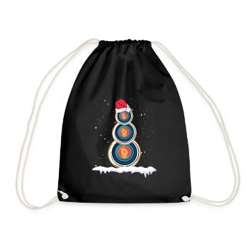 Christmas Archery snowman - Drawstring Bag - black - Front