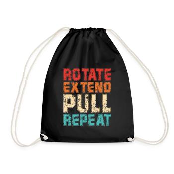 Rotate Extend Pull Repeat | Funny Rowing Quote - Turnbeutel - Schwarz - Vorne