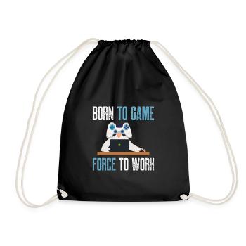 born to game forced to work Design for a videogame - Drawstring Bag - black - Front