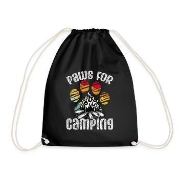 Pfoten Für Camping - Turnbeutel - Schwarz - Vorne