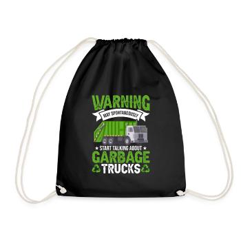 Talking about garbage trucks Garbage dump driving trucks - Drawstring Bag - black - Front