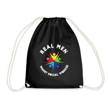 Real Men Marry Social Worker - Drawstring Bag - black - Front