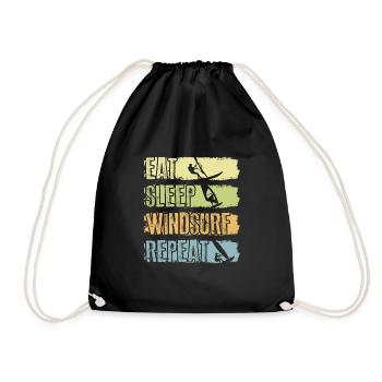 Food Sleep Windsurfing Repetition - Drawstring Bag - black - Front