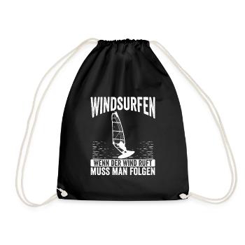 Windsurfen, Wenn Der Wind Ruft - Turnbeutel - Schwarz - Vorne