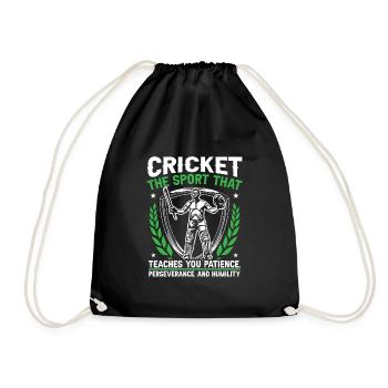 Cricket teaches you patience - Drawstring Bag - black - Front