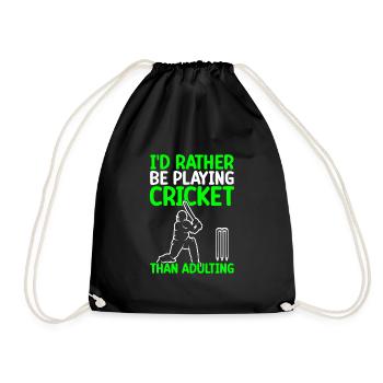 I'd rather play cricket than - Drawstring Bag - black - Front