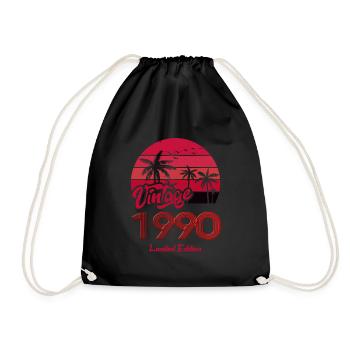 Vintage Year 1990 Limited Edition Red - Drawstring Bag - black - Front